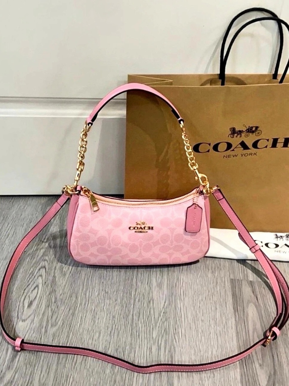 Coach Teri Shoulder Bag in Signature Canvas Pink